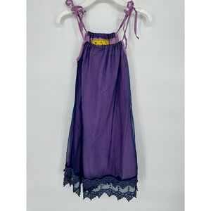 Peace of Cake Girls Purple Mesh Overlay Lace Trim Tie Strap Dress‎ Size XL 12-14